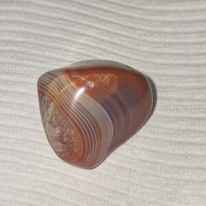 Polished Banded Agate Specimen in Rust and Translucent White
